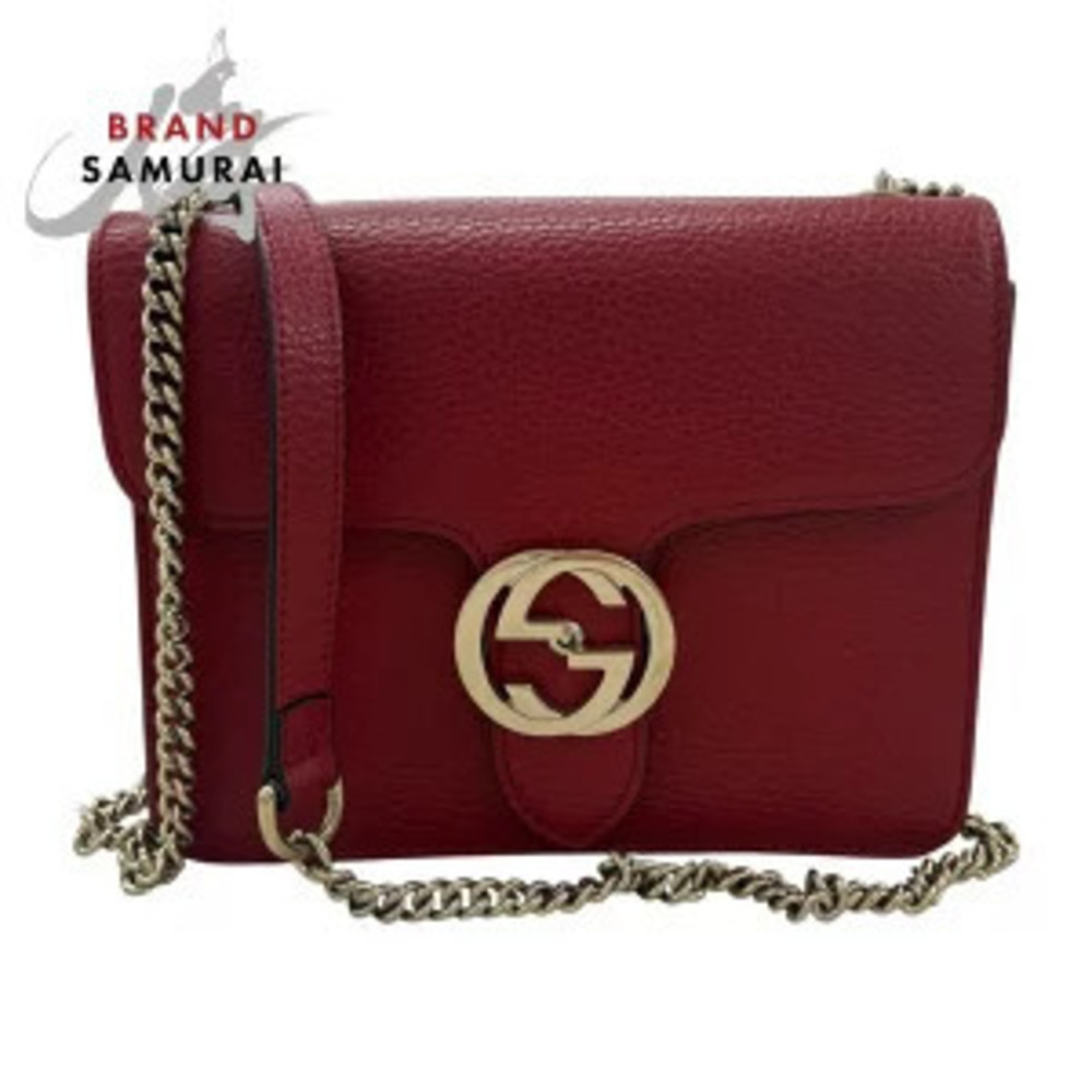 Gucci Interlocking Red Leather Shoulder Bag